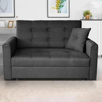 Divano letto 2 posti 133cm imbottito in tessuto antracite Isidore