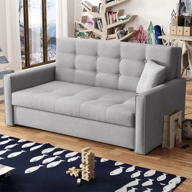 Divano letto 3 posti 153cm imbottito in tessuto grigio Isidore