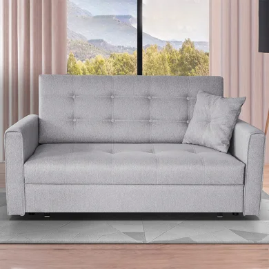 Divano letto 3 posti 153cm imbottito in tessuto grigio Isidore