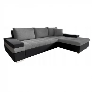 Divano letto matrimoniale angolare 3 posti 274cm grigio nero Apollina