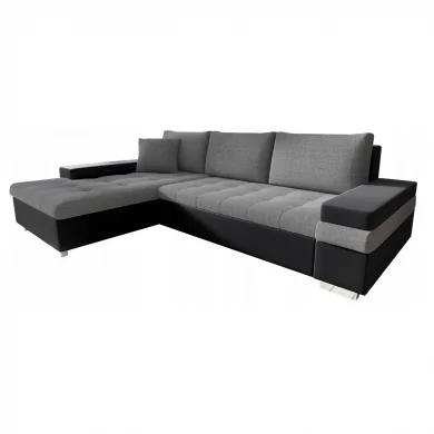 Divano letto matrimoniale angolare 3 posti 274cm grigio nero Apollina