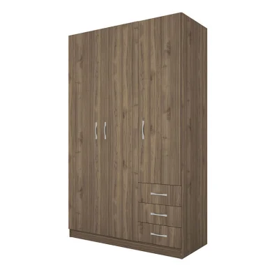Armadio 118x191h cm 3 ante con cassetti noce Boverio