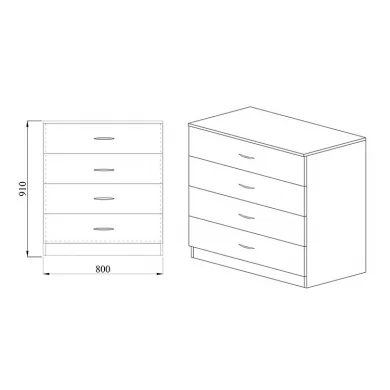 Comò  80x91h cm cassetti moderno noce Cavour Gihome®