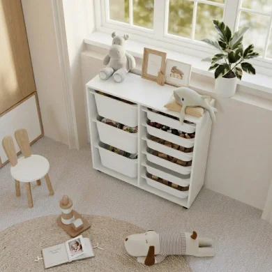 Mobile portagiochi 89x85h cm cassettiera multiuso bianco Fast Concordia