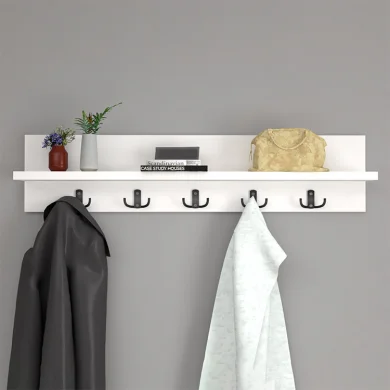 Appendiabiti da parete 80x18cm con mensola bianco Makira