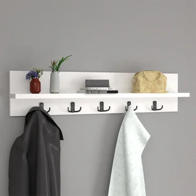 Appendiabiti da parete 80x18cm con mensola bianco Makira