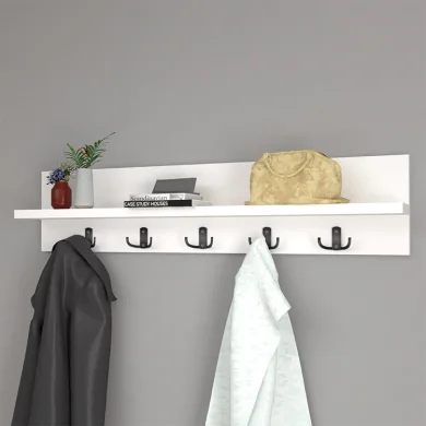 Appendiabiti da parete 80x18cm con mensola bianco Makira