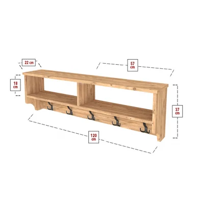 Appendiabiti da parete 120x37h cm con vani rovere Fionia