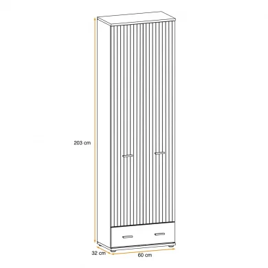 Armadio multiuso ingresso 60x203h cm 2 ante stampa a righe rovere rustico antracite California Gihome®