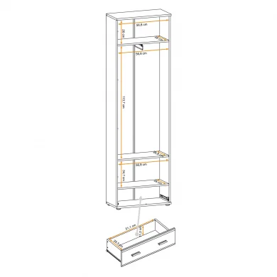 Armadio multiuso ingresso 60x203h cm 2 ante stampa a righe rovere rustico antracite California Gihome®