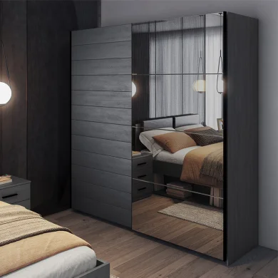 Armadio 200x210h cm 2 ante scorrevoli con specchio ossido Cortina Gihome®