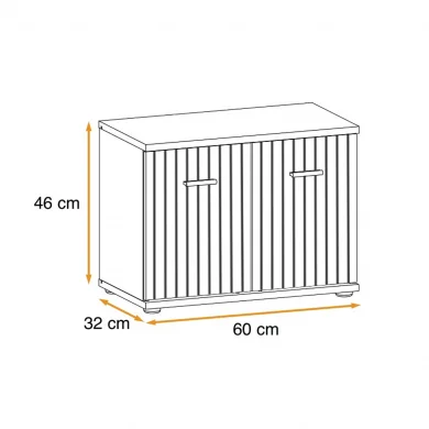 Modulo basso ingresso 2 ante 60x46h cm stampa a righe rovere rustico antracite California Gihome®