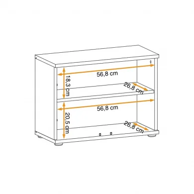 Modulo basso ingresso 2 ante 60x46h cm stampa a righe rovere rustico antracite California Gihome®
