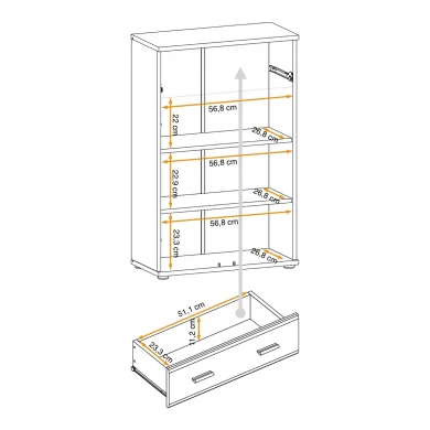 Mobile multiuso ingresso 60x96h cm stampa a righe rovere rustico antracite California Gihome®