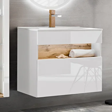 Mobile bagno sospeso 80cm bianco rovere Jachal
