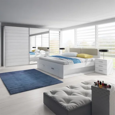 Camera completa con letto matrimoniale 160x200cm pino bianco beige Cortina