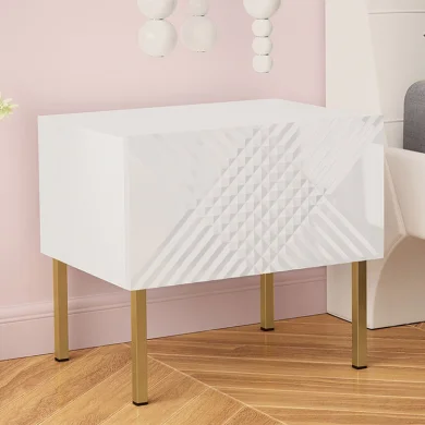 Comodino 50x46h cm design moderno bianco lucido Marisa