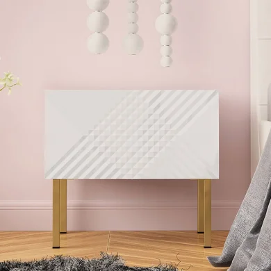 Comodino 50x46h cm design moderno bianco lucido Marisa