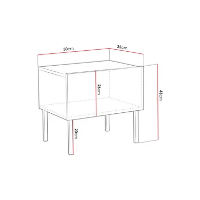 Comodino 50x46h cm design moderno bianco lucido Marisa