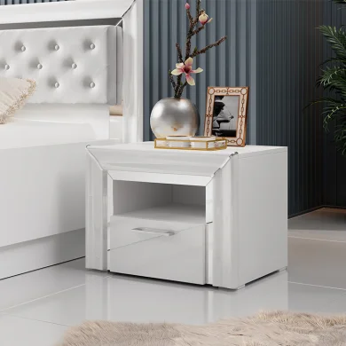 Comodino 60x44h cm 1 cassetto moderno bianco Benz