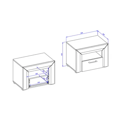 Comodino 60x44h cm 1 cassetto moderno bianco Benz