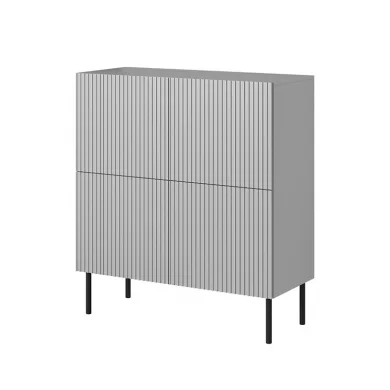 Credenza alta 100x110h cm moderna soggiorno grigio chiaro nero Cadice