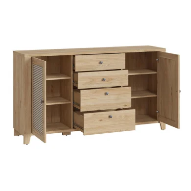 Credenza 164x91h cm 2 ante 4 cassetti moderna rovere naturale Astoria