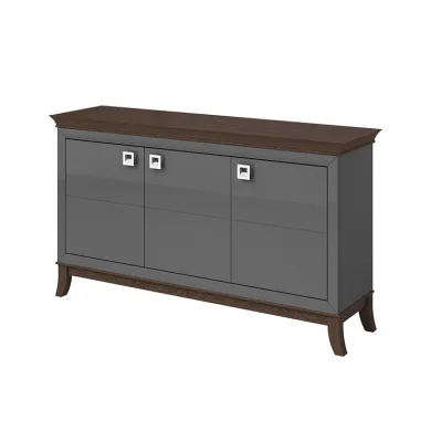 Credenza 160x92h cm 3 ante moderna antracite lucido rovere scuro Umag