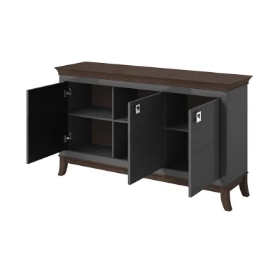 Credenza 160x92h cm 3 ante moderna antracite lucido rovere scuro Umag