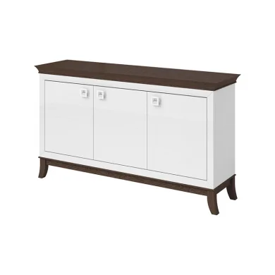 Credenza 160x92h cm 3 ante moderna bianco lucido rovere scuro Umag