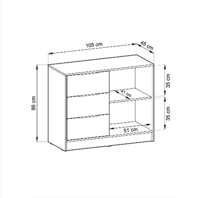 Credenza 105x86h cm 3 cassetti moderna quercia nero Miller