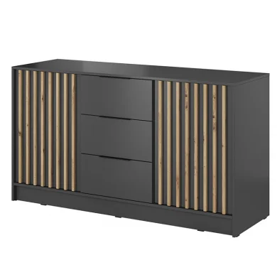 Credenza 155x86h cm 2 ante 3 cassetti soggiorno antracite quercia Miller