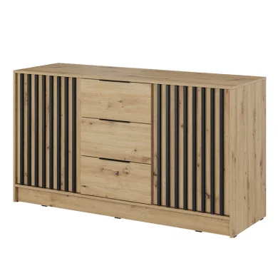 Credenza 155x86h cm 2 ante 3 cassetti soggiorno quercia nero Miller