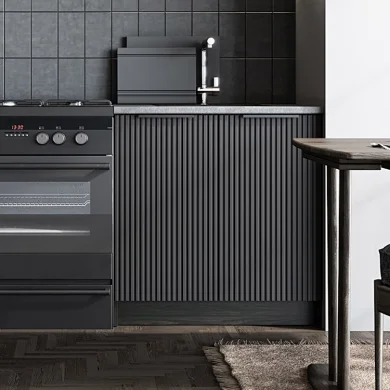 Cucina 240cm completa componibile moderna marmo nero grigio Yangon
