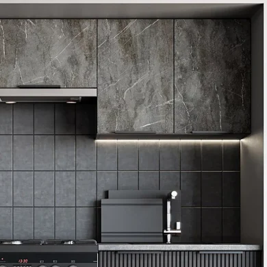 Cucina 240cm completa componibile moderna marmo nero grigio Yangon