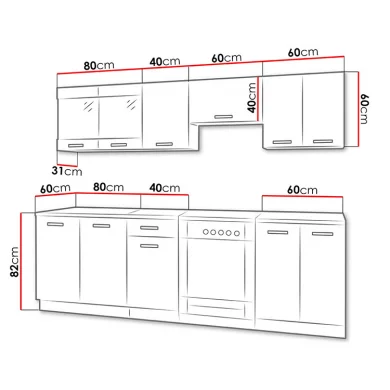 Cucina 240cm moderna componibile lineare bianco nero Wine