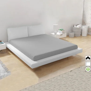 Lenzuolo oversize con angoli in cotone bio 180x200cm grigio Rolla