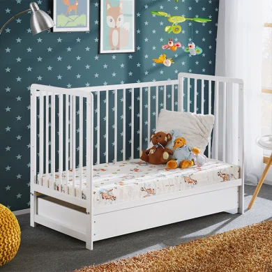 Lettino con materasso bambini neonati culla cassetto 65x124cm bianco Destiny