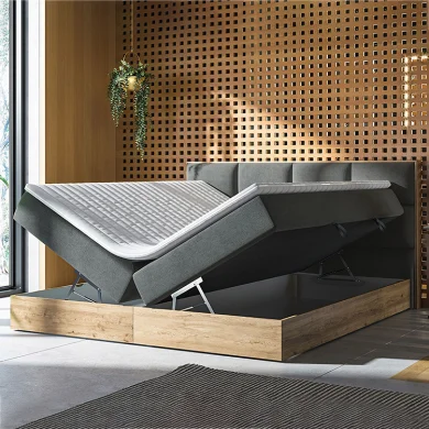 Letto 160x200cm matrimoniale continentale con contenitore e topper rovere grigio Tallin
