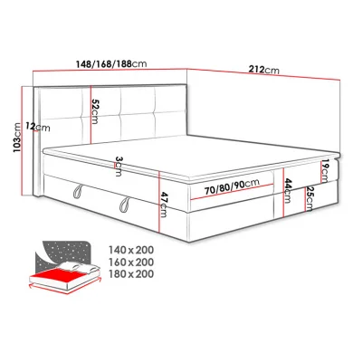 Letto 160x200cm matrimoniale continentale con contenitore e topper rovere grigio Tallin