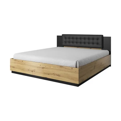 Letto alla francese contenitore 140x200cm rovere nero Vulcano