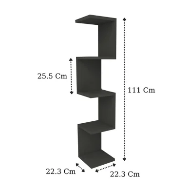 Libreria angolare da parete 22x111h cm con ripiani antracite Reale