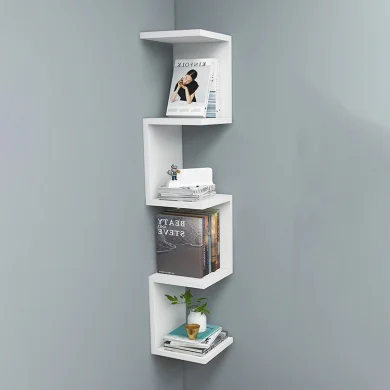 Libreria angolare da parete 22x111h cm con ripiani bianco Reale