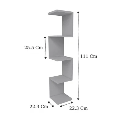 Libreria angolare da parete 22x111h cm con ripiani bianco Reale