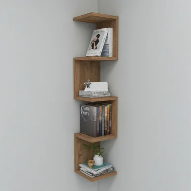 Libreria angolare da parete 22x111h cm con ripiani rovere Reale
