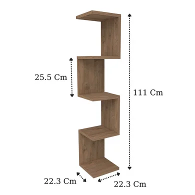 Libreria angolare da parete 22x111h cm con ripiani rovere Reale