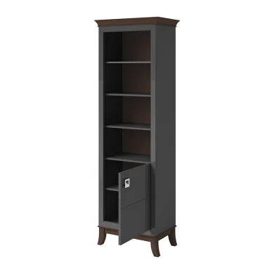 Libreria 66x207h cm 4  ripiani moderna antracite lucido rovere scuro Umag