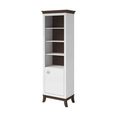 Libreria 66x207h cm 4  ripiani moderna bianco lucido rovere scuro Umag