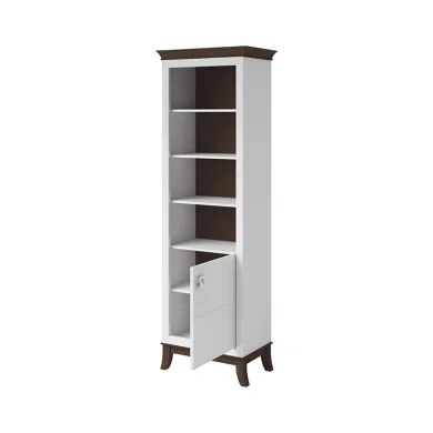 Libreria 66x207h cm 4  ripiani moderna bianco lucido rovere scuro Umag