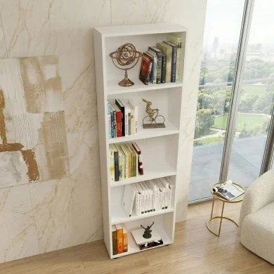 Libreria moderna 56x172cm 4 ripiani multiuso bianco Marvel